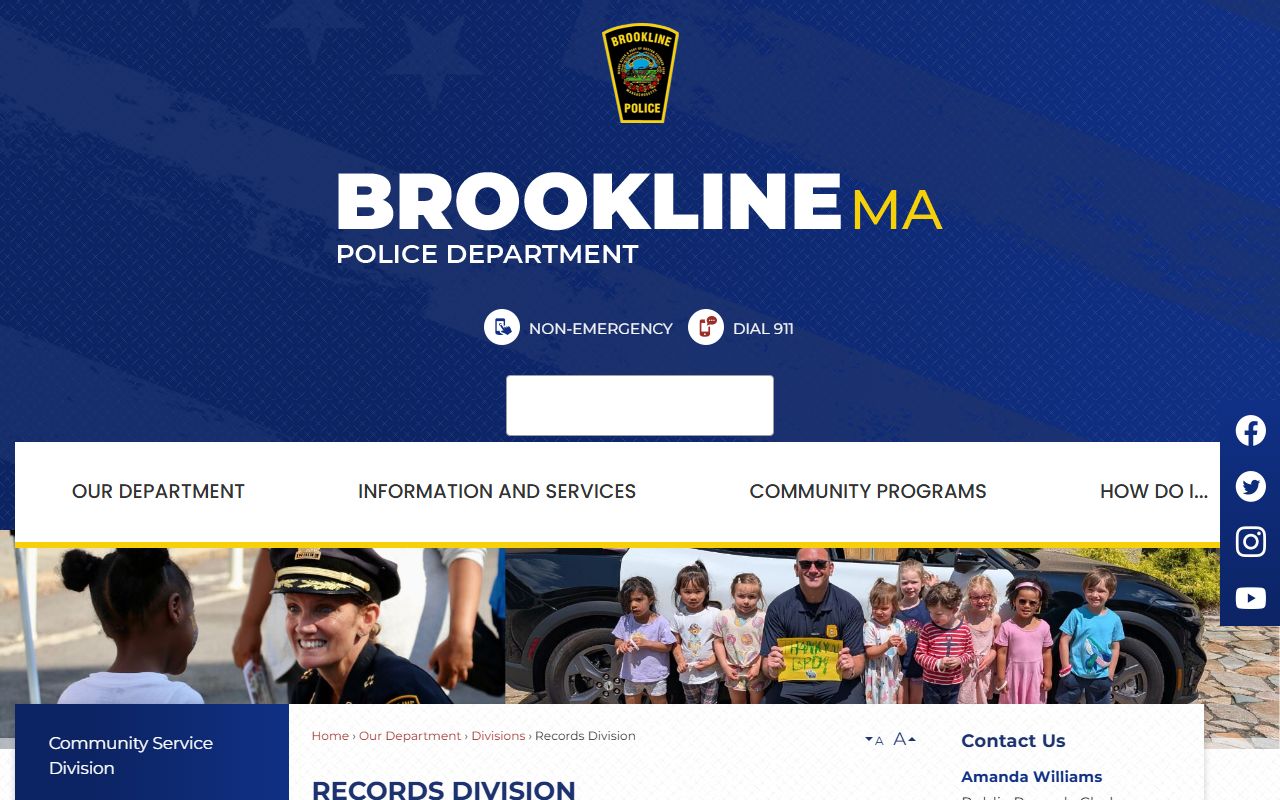 Brookline Police Records Division page for recent arrests