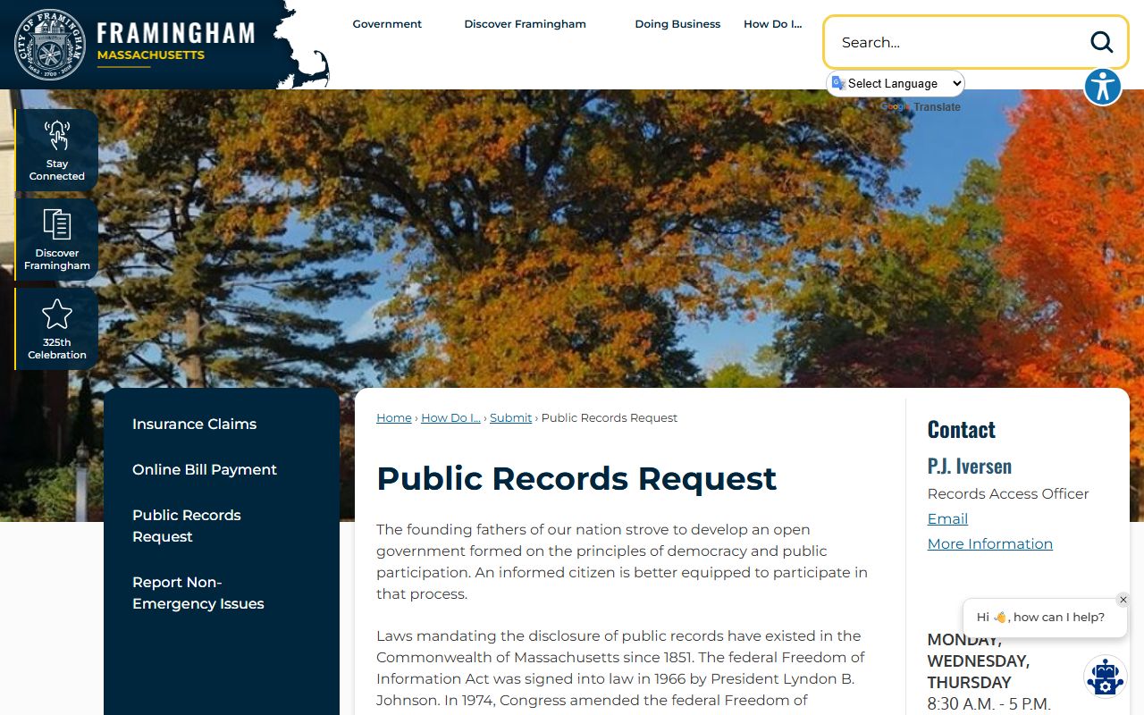 Framingham public records request portal for recent arrests