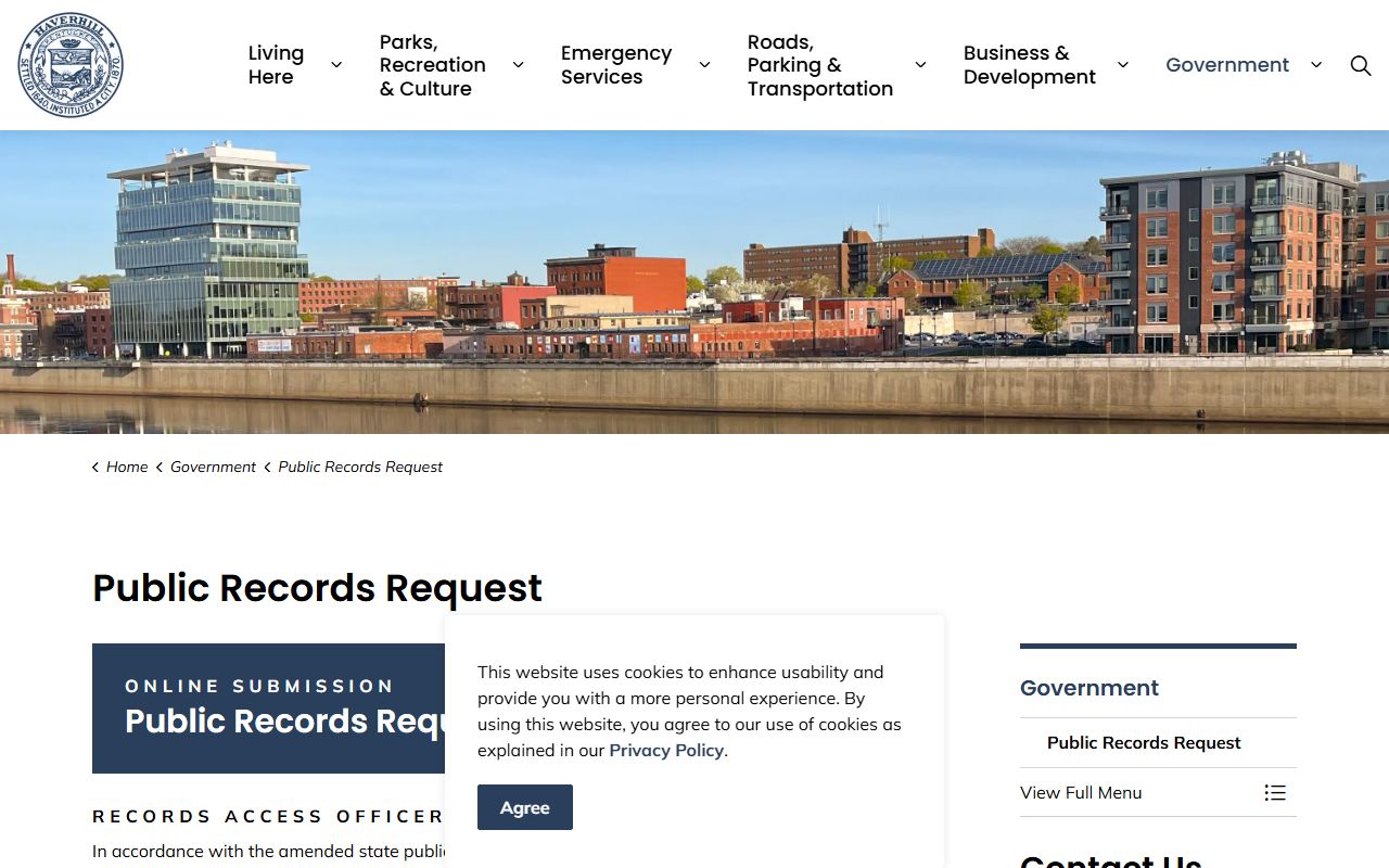 Haverhill public records request page for recent arrests