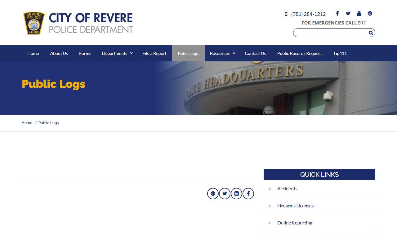 Revere Police public logs and news for recent arrests