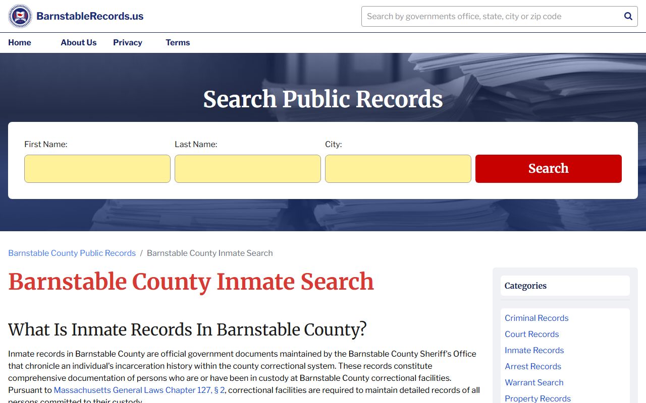 Barnstable County inmate search for recent arrests
