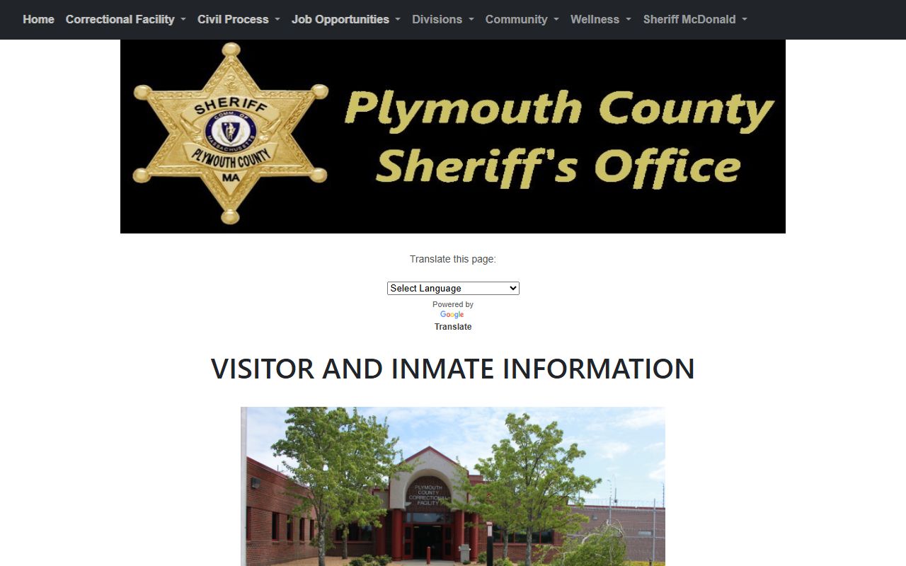 Plymouth County Sheriff visitor information for recent arrests