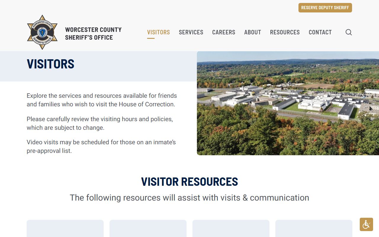 Worcester County Sheriff visitors and inmate information page for recent arrests